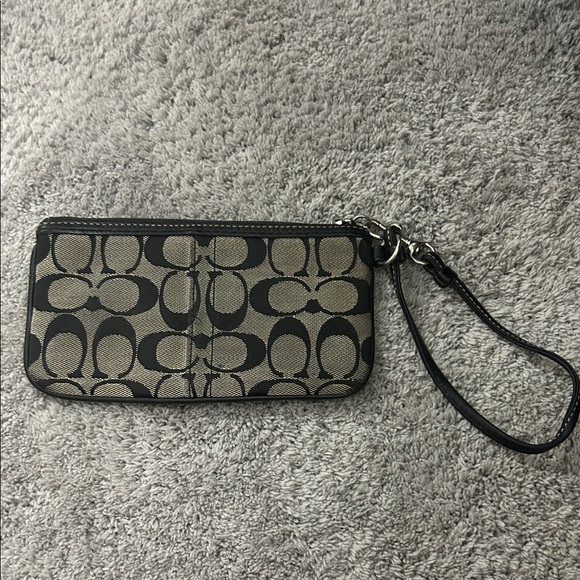 Coach Signature Black and Tan Wristlet - Picture 3 of 4